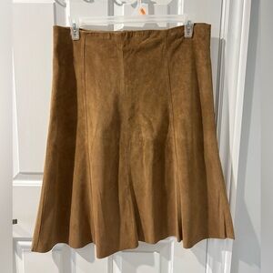 H&M Premium Quality 100% Genuine Suede Paneled A-Line Midi Skirt - Size 14